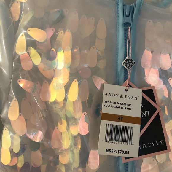 Andy & Evan Neiman Marcus Blue Sequin Rain Coat 3T @mariacople1 - Picture 8 of 9